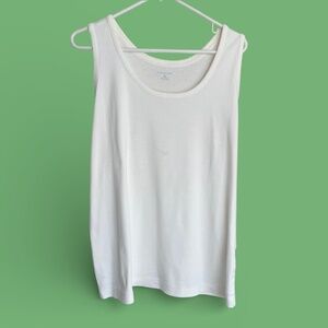 Lands' End White All-Cotton Tank Top XL